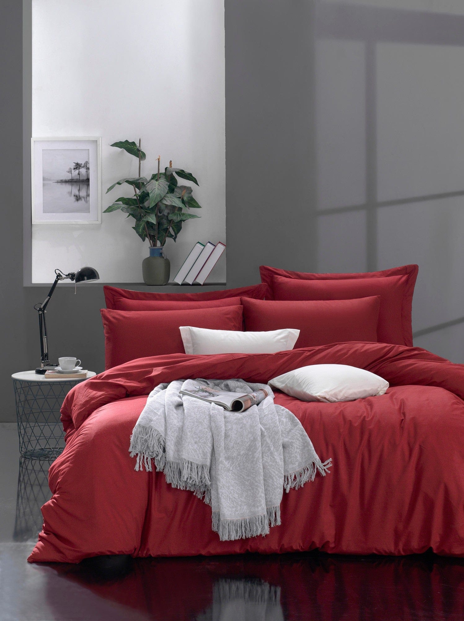 Asir Biancheria Da Letto di cotone Fresh Bordeaux, 200 x 220 cm