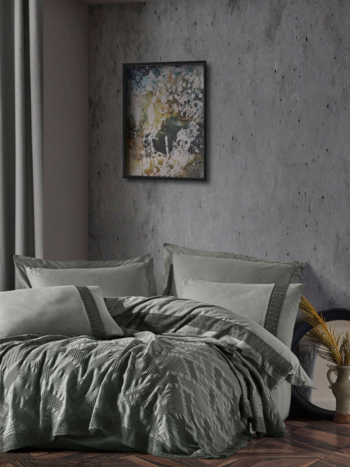 Biancheria Da Letto di cotone Freya Antracite, 200 x 220 cm