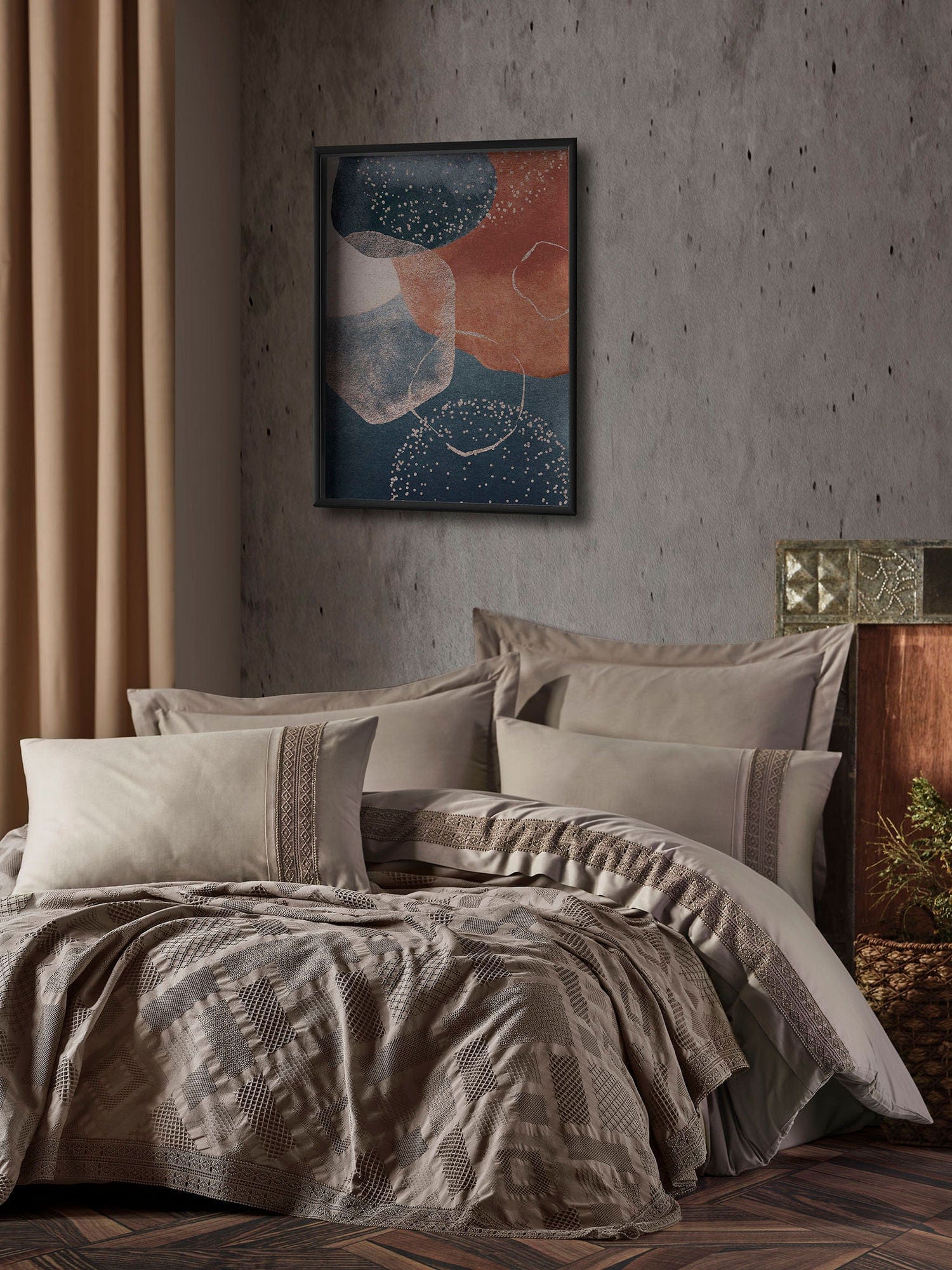 Biancheria Da Letto di cotone Freya Cappuccino, 200 x 220 cm