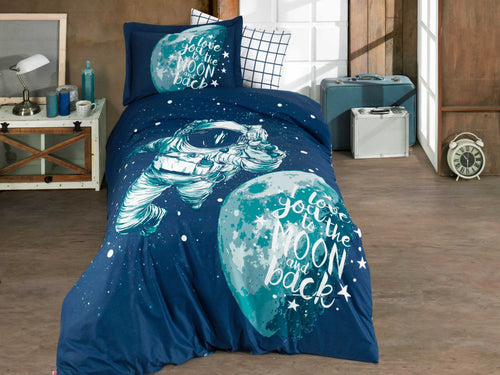Asir Biancheria Da Letto di cotone Galaxy Blu, 160 x 220 cm