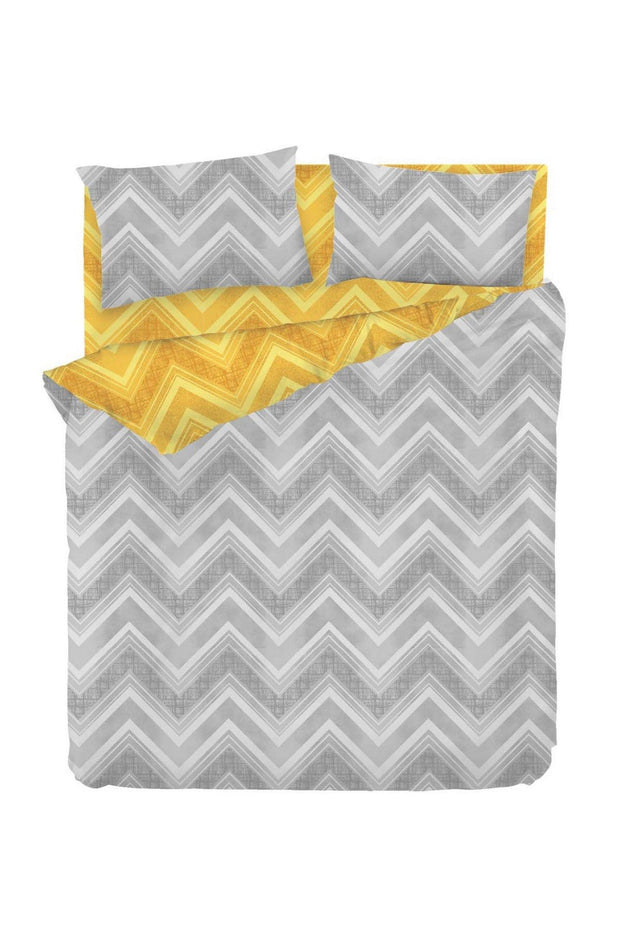 Asir Biancheria Da Letto di cotone Gray Giallo, 200 x 220 cm