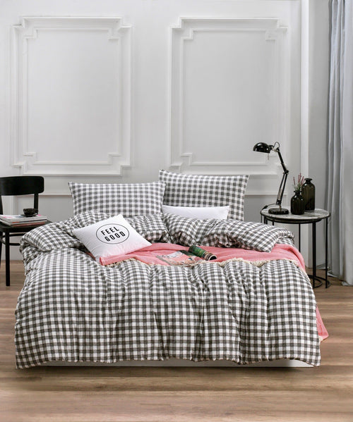 Asir Biancheria Da Letto di cotone İlove Bianco e Nero, 200 x 220 cm
