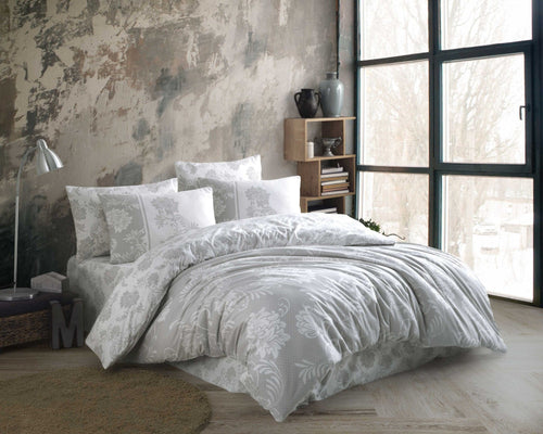 Asir Biancheria Da Letto di cotone Jardin Grigio, 200 x 220 cm