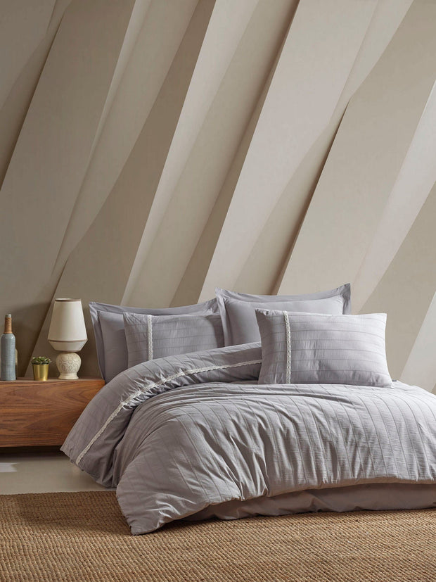Biancheria Da Letto di cotone Jasmin Grigio, 200 x 220 cm