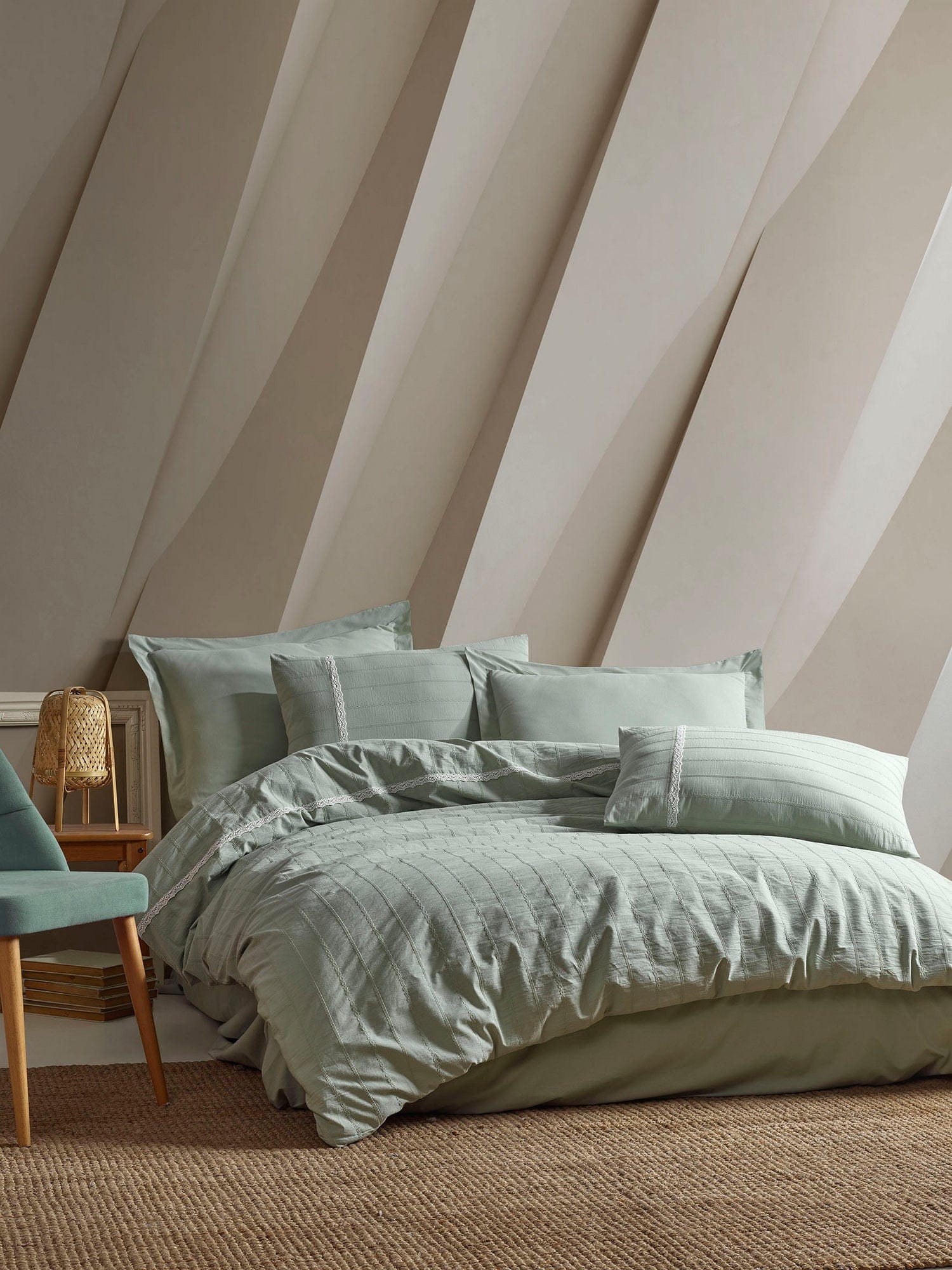 Asir Biancheria Da Letto di cotone Jasmin Verde, 200 x 220 cm