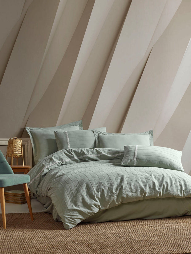 Asir Biancheria Da Letto di cotone Jasmin Verde, 200 x 220 cm