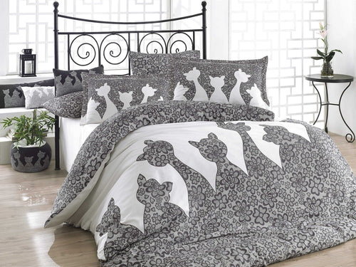 Asir Biancheria Da Letto di cotone Jazz Bianco e Nero, 200 x 220 cm
