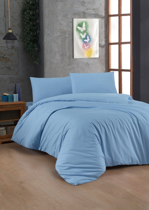 Asir Biancheria Da Letto di cotone Light Blu, 200 x 220 cm