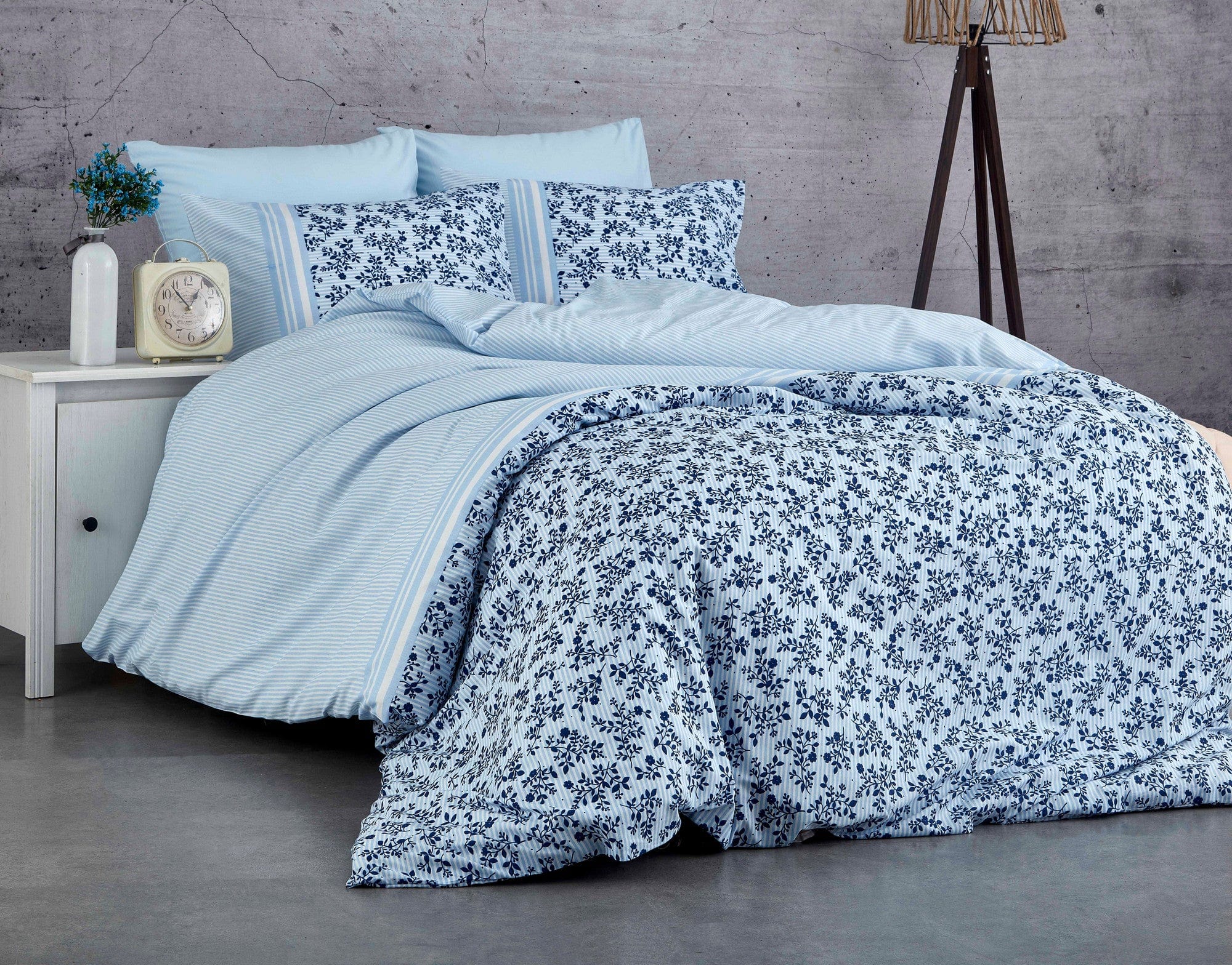 Biancheria Da Letto di cotone Lilyum Blu, 200 x 220 cm