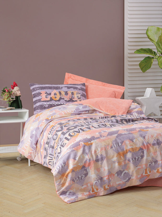 Asir Biancheria Da Letto di cotone Love Multicolore, 160 x 220 cm