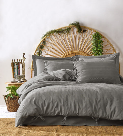 Asir Biancheria Da Letto di cotone Lucca Grigio, 200 x 220 cm