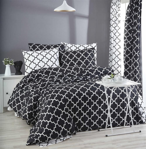Biancheria Da Letto di cotone Madalyon Bianco e Nero, 200 x 220 cm