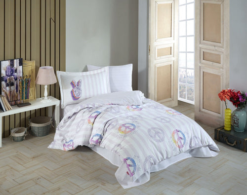 Asir Biancheria Da Letto di cotone Peace Multicolore, 160 x 220 cm