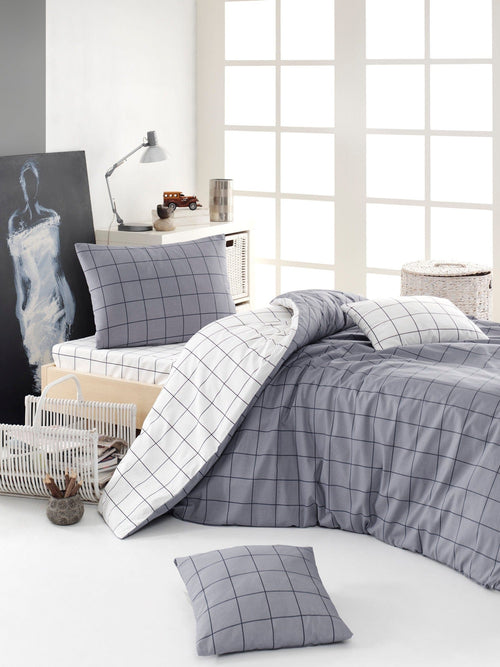 Asir Biancheria Da Letto di cotone Persegi Antracite, 160 x 220 cm