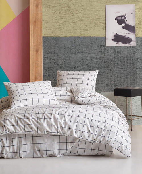Asir Biancheria Da Letto di cotone Persegi Bianco, 200 x 220 cm