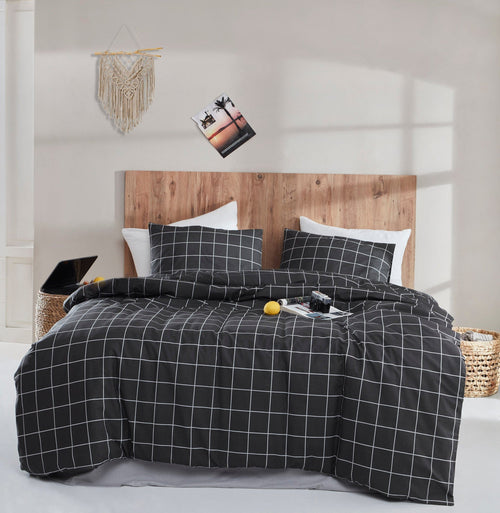 Asir Biancheria Da Letto di cotone Piga Nero, 200 x 220 cm