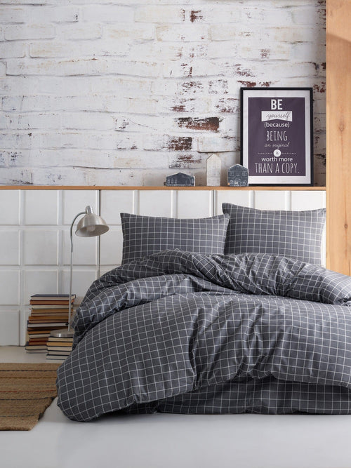 Asir Biancheria Da Letto di cotone Pipong Antracite, 200 x 220 cm