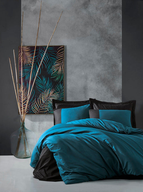 Asir Biancheria Da Letto di cotone Plain Nero, 200 x 220 cm