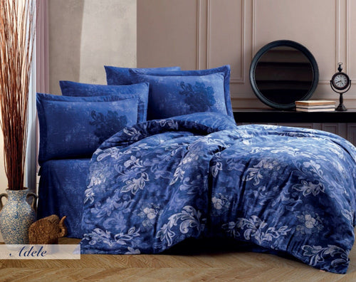 Biancheria Da Letto Di Cotone Raso Adele Blu, 200 x 220 cm