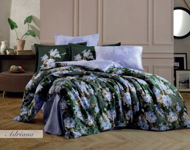 Biancheria Da Letto Di Cotone Raso Adriana Verde, 200 x 220 cm