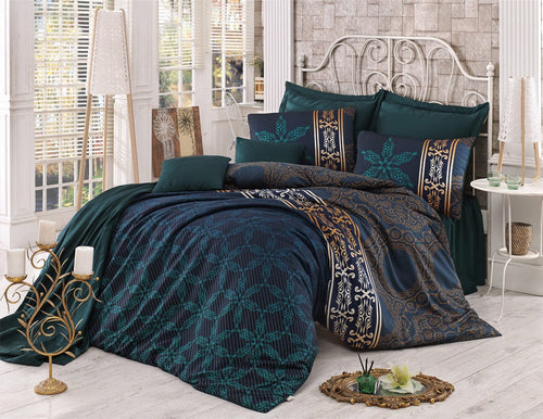 Asir Biancheria Da Letto Di Cotone Raso Alisa Verde, 200 x 220 cm