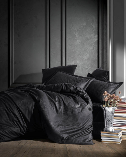 Asir Biancheria Da Letto Di Cotone Raso Austin Nero, 200 x 220 cm