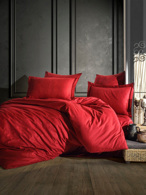 Asir Biancheria Da Letto Di Cotone Raso Austin Rosso, 200 x 220 cm