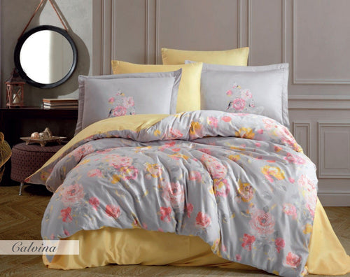 Biancheria Da Letto Di Cotone Raso Calvina Multicolore, 200 x 220 cm