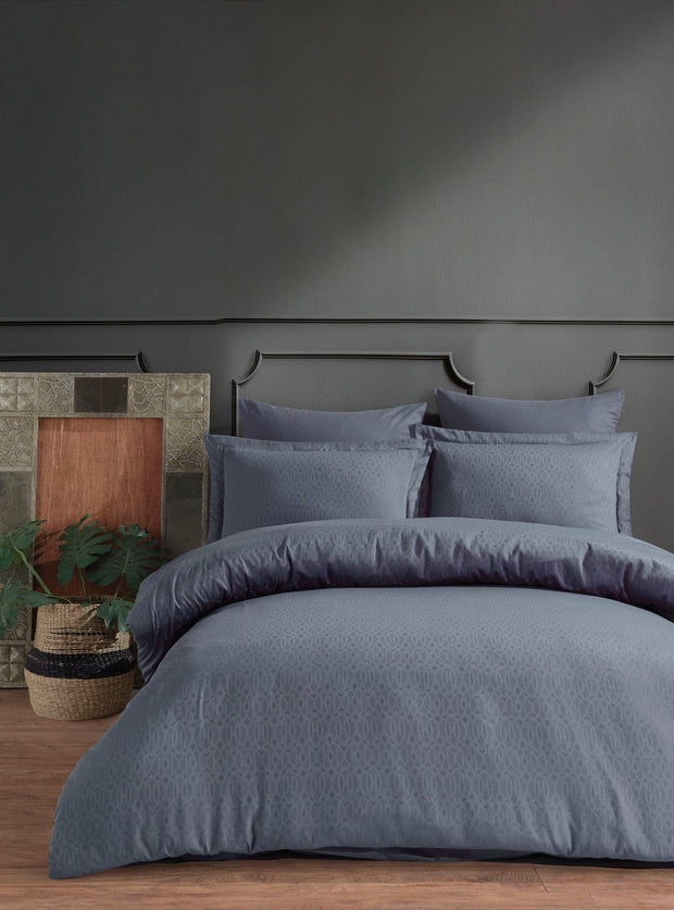 Biancheria Da Letto Di Cotone Raso Catena Grigio, 200 x 220 cm