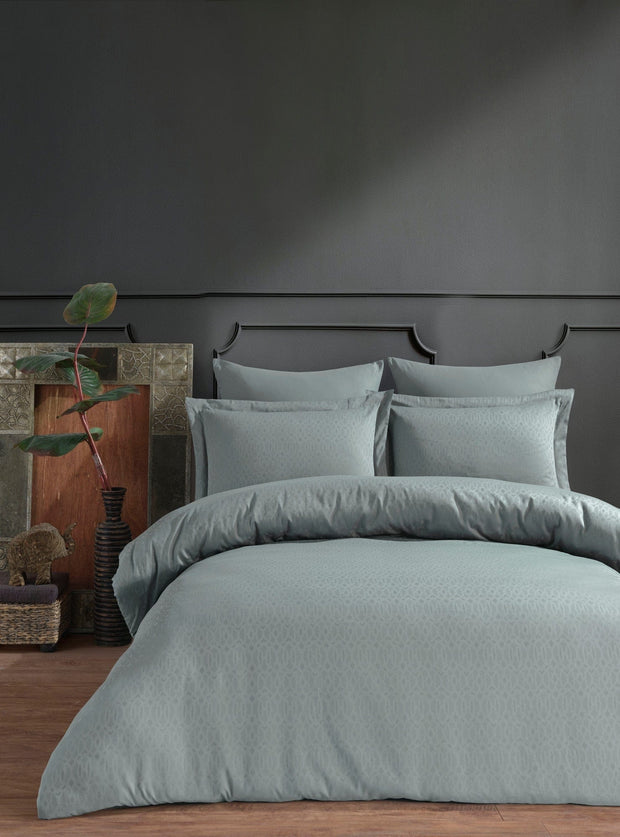Asir Biancheria Da Letto Di Cotone Raso Catena Verde, 200 x 220 cm