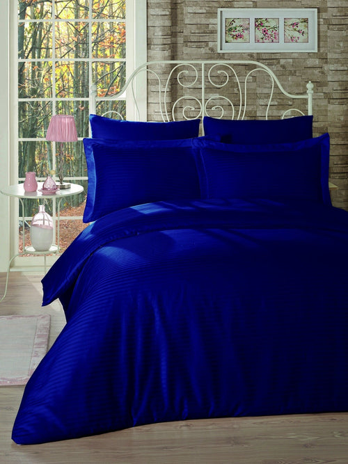 Asir Biancheria Da Letto Di Cotone Raso Classic Line Blu, 200 x 220 cm