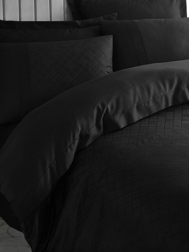 Asir Biancheria Da Letto Di Cotone Raso Dama Nero, 200 x 220 cm
