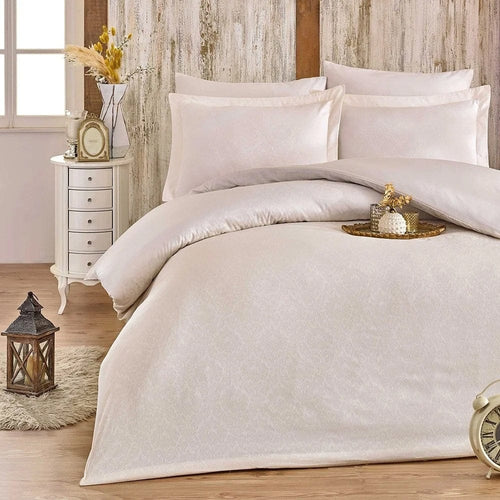 Asir Biancheria Da Letto Di Cotone Raso Damask Crema, 200 x 220 cm