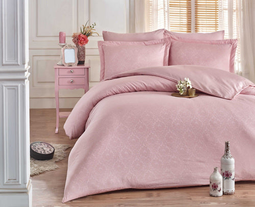 Asir Biancheria Da Letto Di Cotone Raso Damask Rosa, 200 x 220 cm