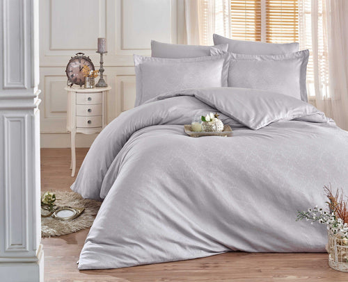 Asir Biancheria Da Letto Di Cotone Raso Damian Grigio, 200 x 220 cm