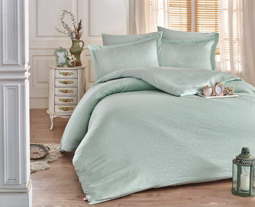 Asir Biancheria Da Letto Di Cotone Raso Damian Verde, 200 x 220 cm