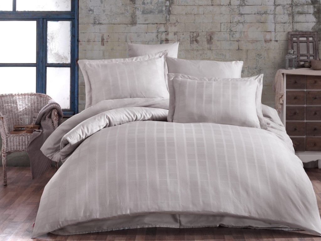 Asir Biancheria Da Letto Di Cotone Raso Ekose Rock Grigio, 200 x 220 cm