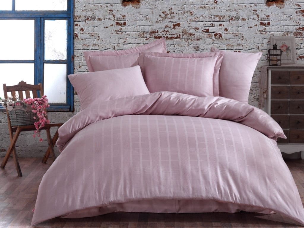 Asir Biancheria Da Letto Di Cotone Raso Ekose Rosa, 200 x 220 cm