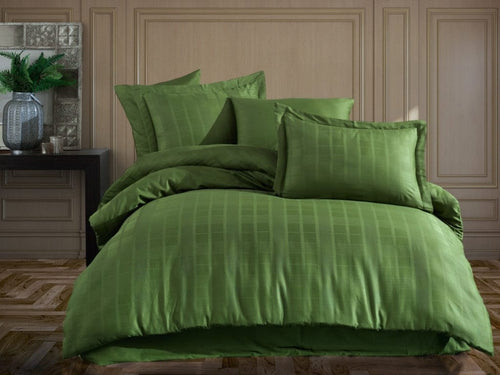 Asir Biancheria Da Letto Di Cotone Raso Ekose Verde, 200 x 220 cm