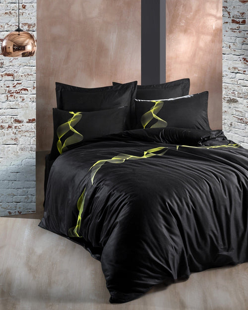 Biancheria Da Letto Di Cotone Raso Energy Nero, 200 x 220 cm