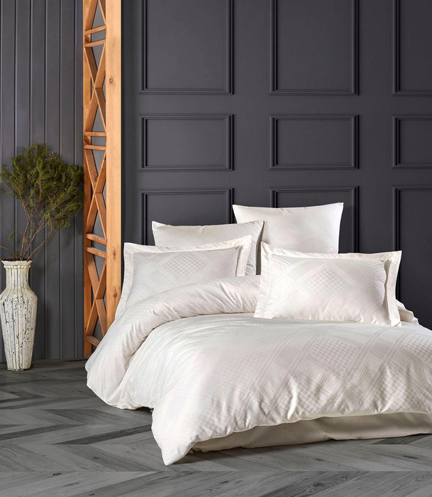 Asir Biancheria Da Letto Di Cotone Raso Evans Crema, 200 x 220 cm