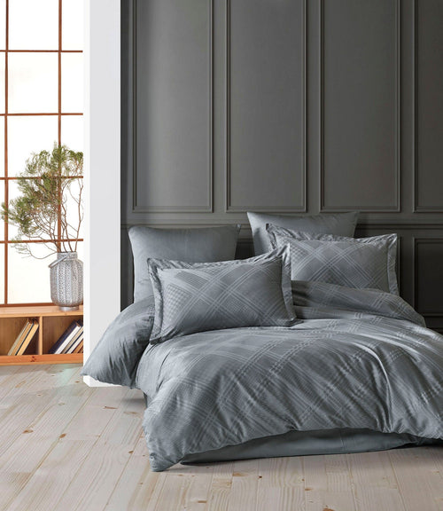 Asir Biancheria Da Letto Di Cotone Raso Evans Grigio, 200 x 220 cm