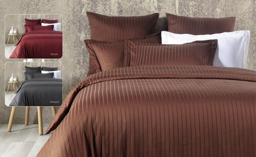 Asir Biancheria Da Letto Di Cotone Raso Exclusive Line Marrone, 200 x 220 cm