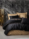Asir Biancheria Da Letto Di Cotone Raso Gloria Nero, 200 x 220 cm