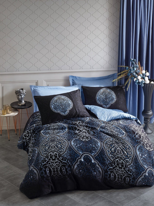 Asir Biancheria Da Letto Di Cotone Raso Glory Blu, 200 x 220 cm