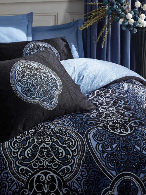 Asir Biancheria Da Letto Di Cotone Raso Glory Blu, 200 x 220 cm