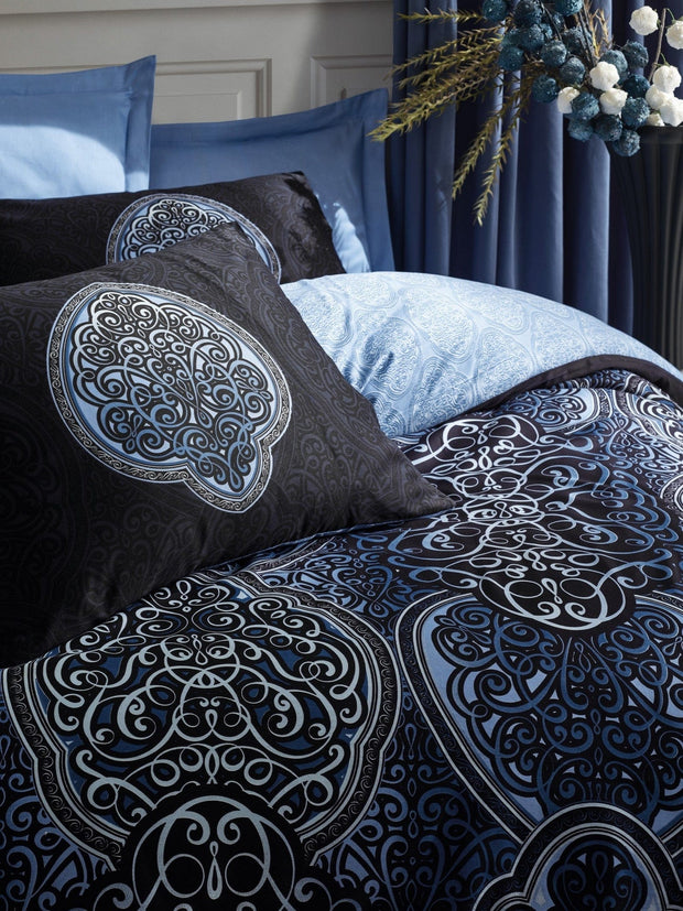 Asir Biancheria Da Letto Di Cotone Raso Glory Blu, 200 x 220 cm