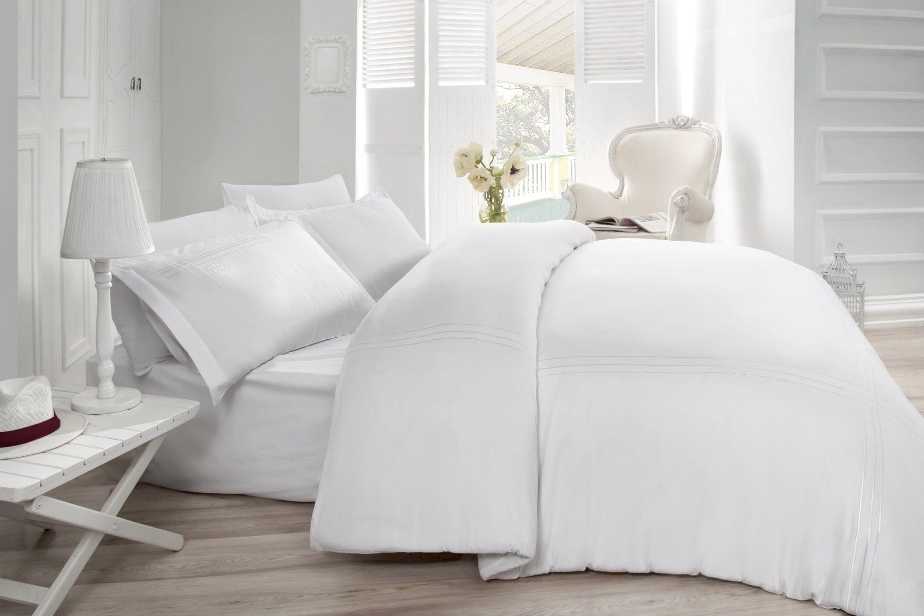 Biancheria Da Letto Di Cotone Raso Gulbin Bianco, 200 x 220 cm