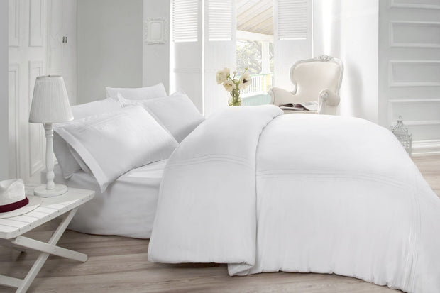 Biancheria Da Letto Di Cotone Raso Gulbin Bianco, 200 x 220 cm