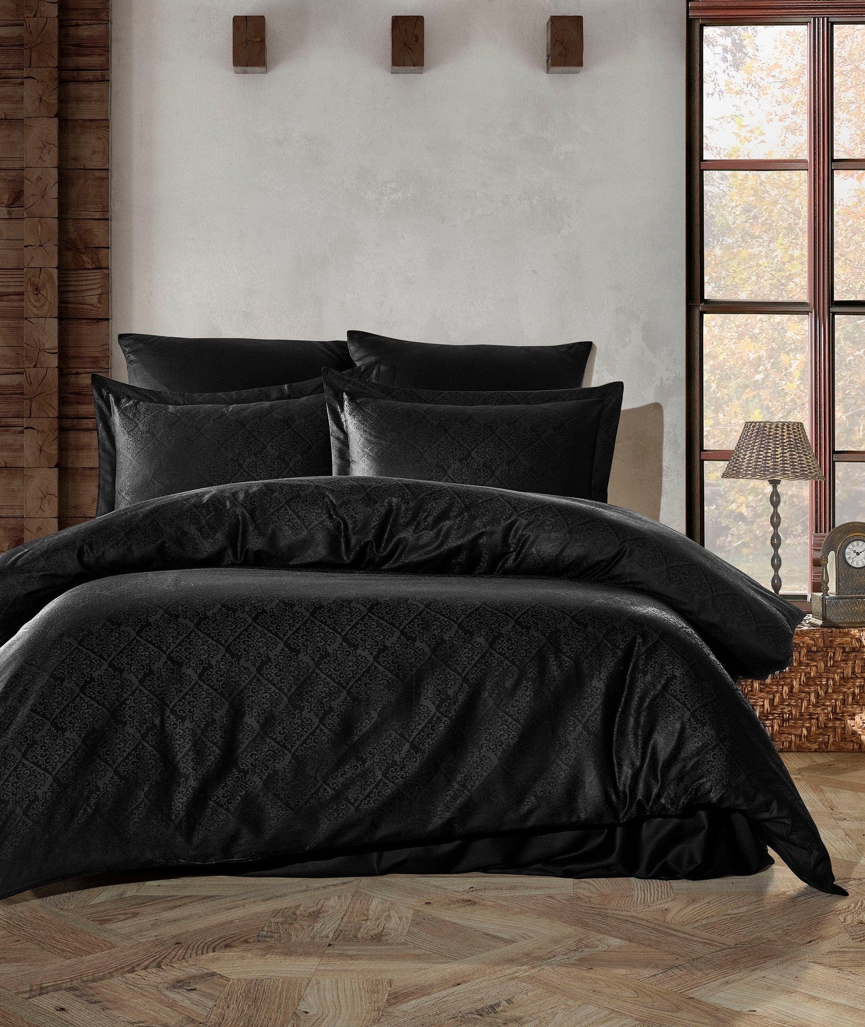 Asir Biancheria Da Letto Di Cotone Raso Harley Nero, 200 x 220 cm